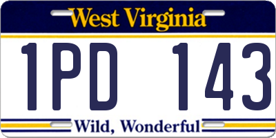 WV license plate 1PD143