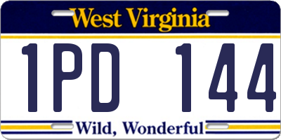 WV license plate 1PD144