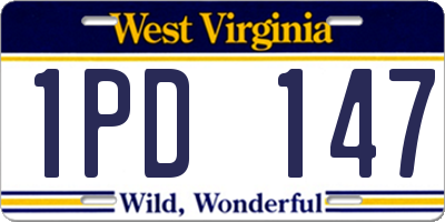 WV license plate 1PD147