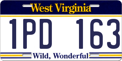 WV license plate 1PD163