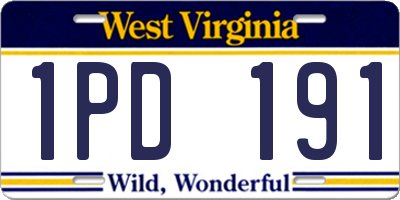 WV license plate 1PD191
