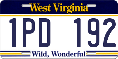 WV license plate 1PD192