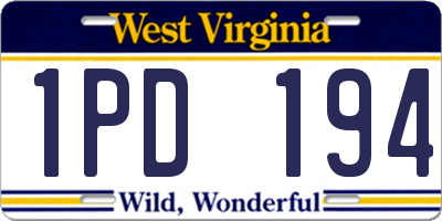 WV license plate 1PD194