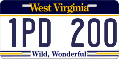 WV license plate 1PD200