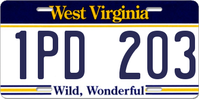 WV license plate 1PD203