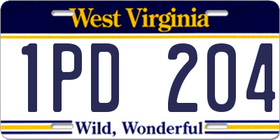 WV license plate 1PD204