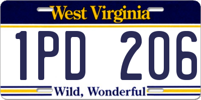 WV license plate 1PD206