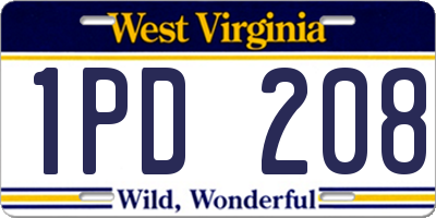 WV license plate 1PD208
