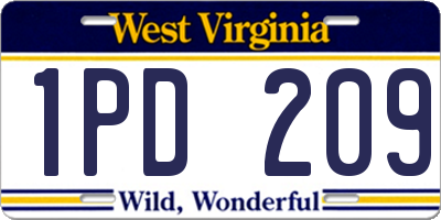 WV license plate 1PD209