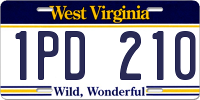 WV license plate 1PD210