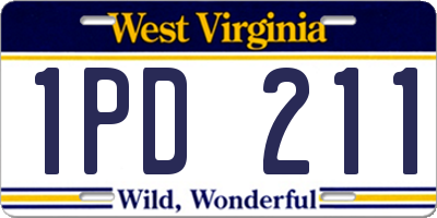 WV license plate 1PD211