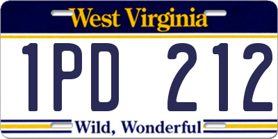 WV license plate 1PD212