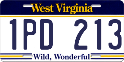 WV license plate 1PD213