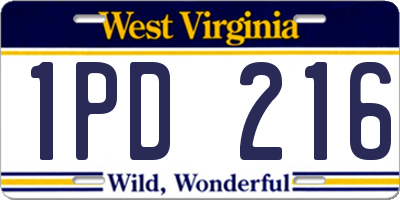 WV license plate 1PD216