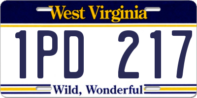 WV license plate 1PD217