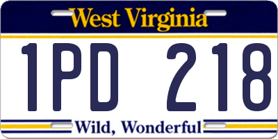 WV license plate 1PD218