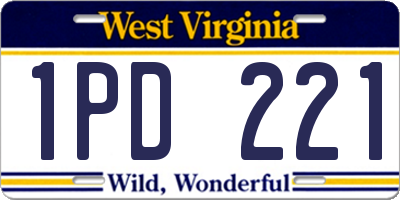WV license plate 1PD221