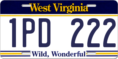WV license plate 1PD222
