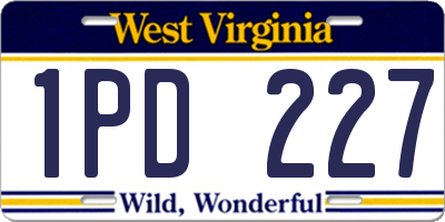 WV license plate 1PD227