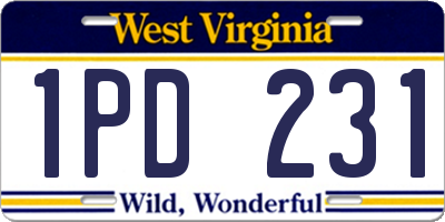 WV license plate 1PD231