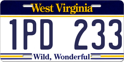 WV license plate 1PD233