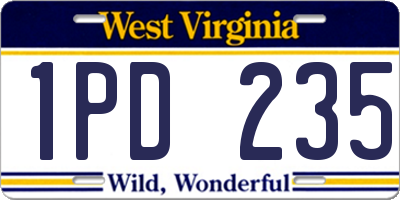 WV license plate 1PD235