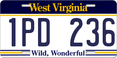 WV license plate 1PD236