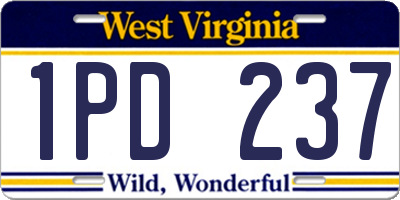 WV license plate 1PD237