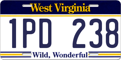 WV license plate 1PD238