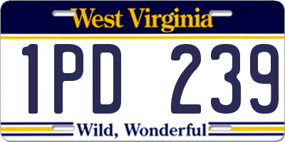 WV license plate 1PD239
