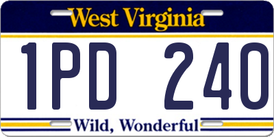 WV license plate 1PD240