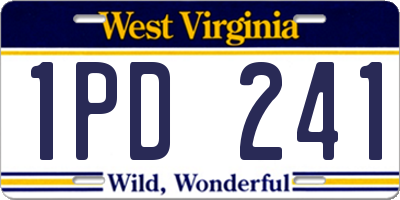 WV license plate 1PD241
