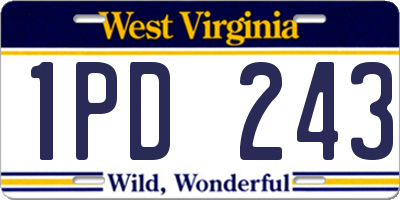 WV license plate 1PD243