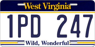WV license plate 1PD247