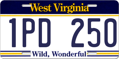 WV license plate 1PD250