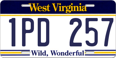 WV license plate 1PD257