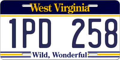 WV license plate 1PD258