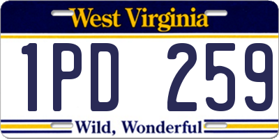 WV license plate 1PD259