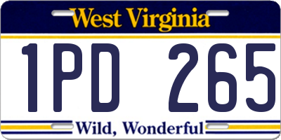 WV license plate 1PD265