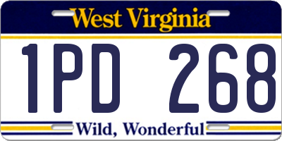 WV license plate 1PD268