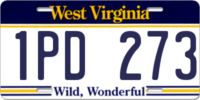 WV license plate 1PD273
