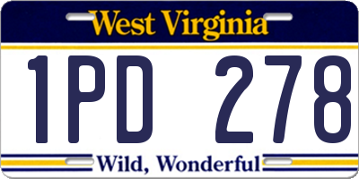 WV license plate 1PD278