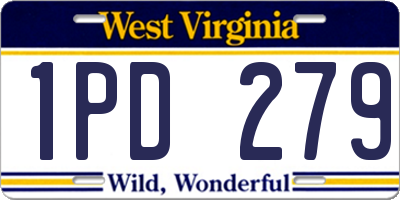 WV license plate 1PD279