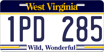 WV license plate 1PD285