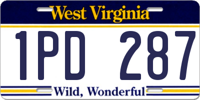WV license plate 1PD287