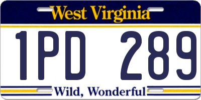 WV license plate 1PD289
