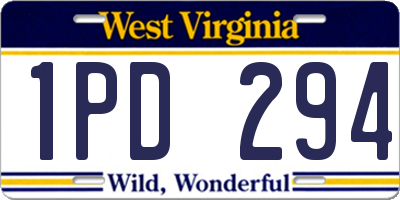WV license plate 1PD294