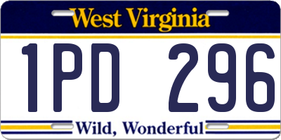 WV license plate 1PD296