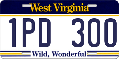 WV license plate 1PD300