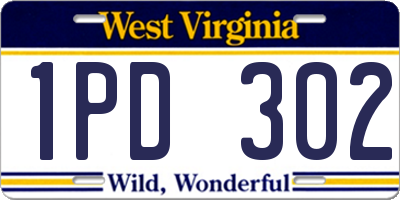 WV license plate 1PD302